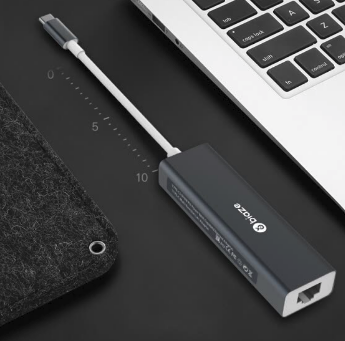BIAZE Type-C to USB Splitter HUB Hub USB-C to Gigabit Ethernet Port Apple Notebook Converter MacBook Pro Accessories ZH19- Metallic Gray