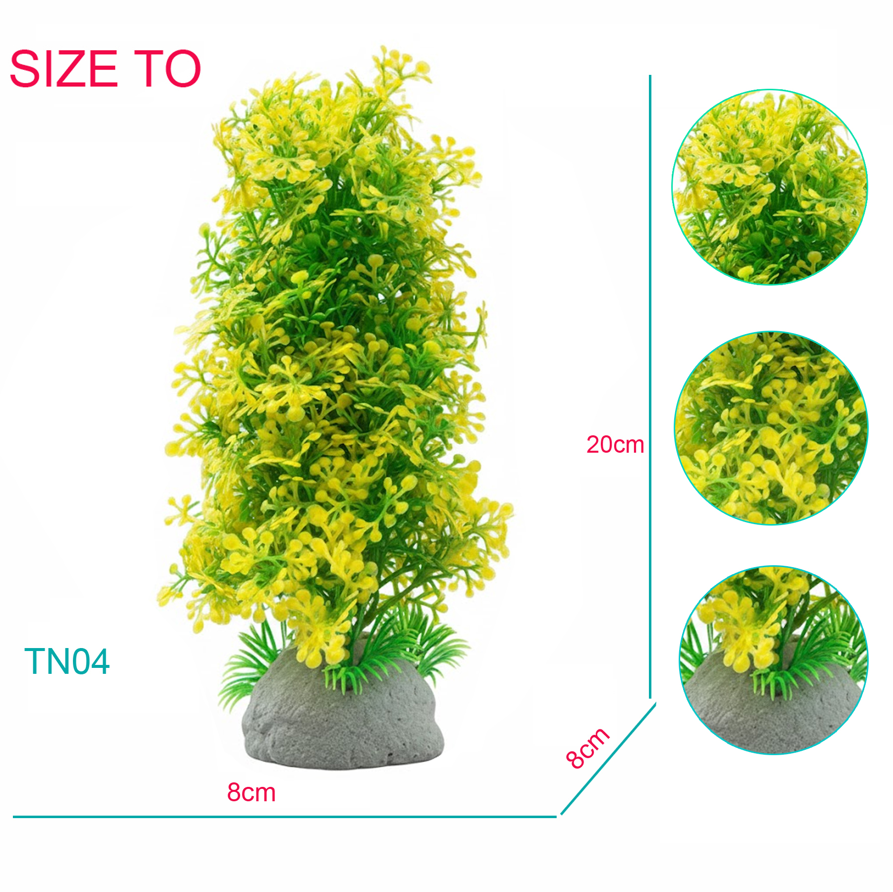 Cây Nhựa Trang Trí Bể Cá Thủy Sinh Dáng Đứng Vàng Chanh Lớn 20cm (MS05)