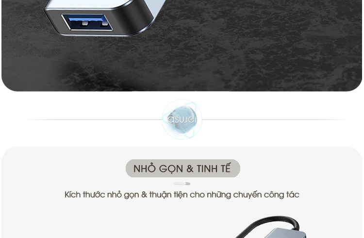 đầu chia usb, hub type c aswei 8in1