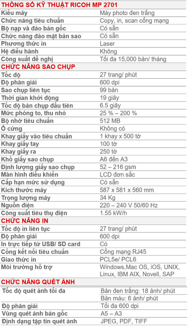 Máy photocopy Ricoh M2701