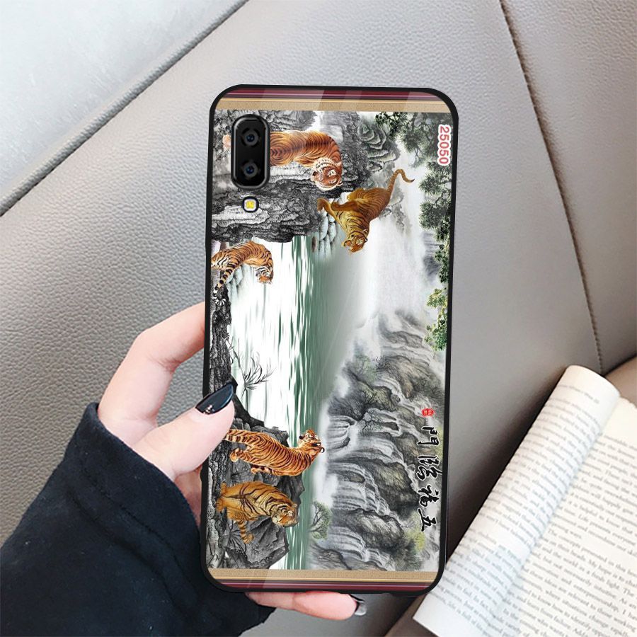 Ốp điện thoại kính cường lực cho máy Samsung Galaxy A7 2018/A750 - hổ MS CONHO007