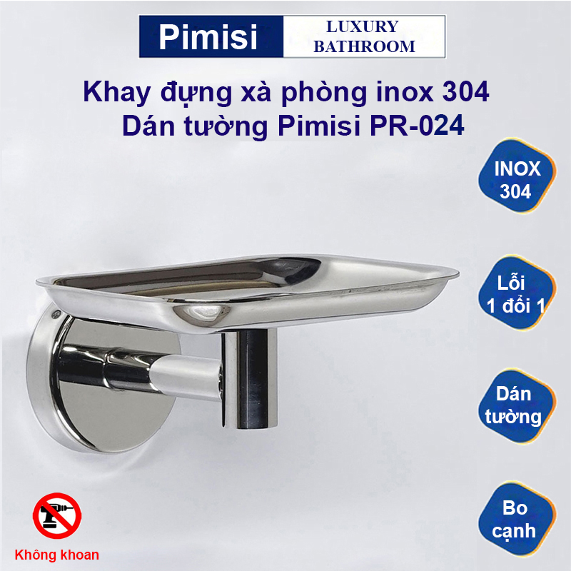 Khay đựng xà phòng inox 304 dán tường Pimisi PR-024