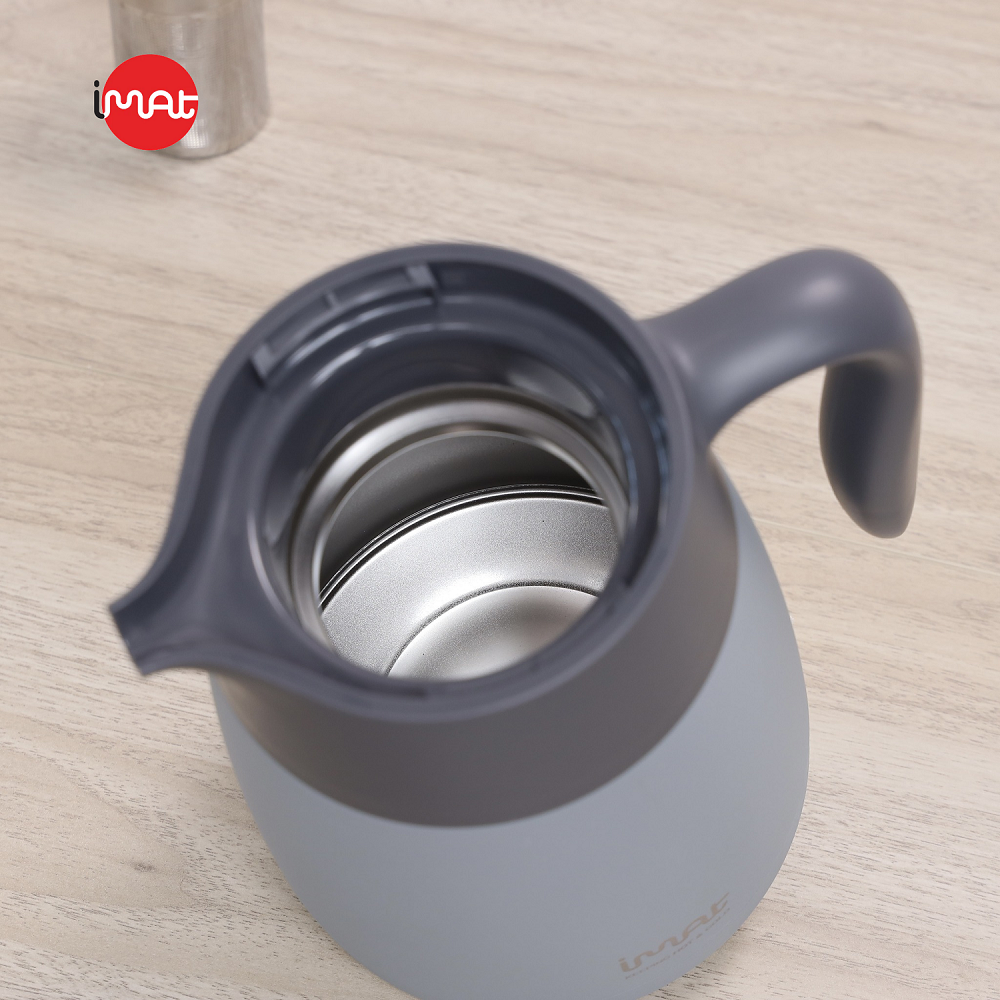 Bình ủ nhiệt iMat có phin lọc 1200ml màu xanh xám, ruột bình, phin lọc Inox 304
