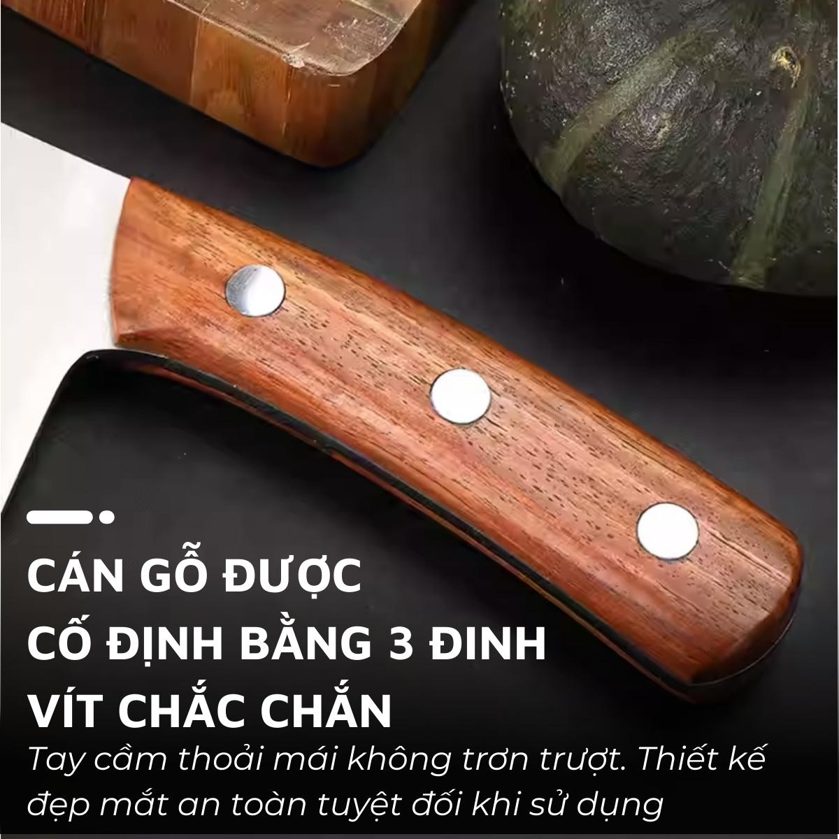 Dao chặt xương lớn DandiHome thép 4Cr13 nặng 890gr cao cấp