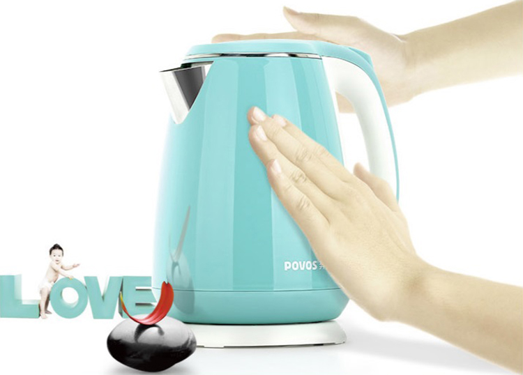Pentium (POVOS) electric kettle electric kettle teapot tea set 304 stainless steel double anti-scalding kettle 1.5L S1508