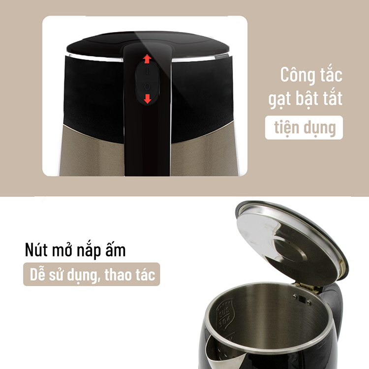 Bình Đun Siêu Tốc 2 Lớp Nagakawa NAG0315 (1.8 Lít) - Đỏ - Hàng Chính Hãng