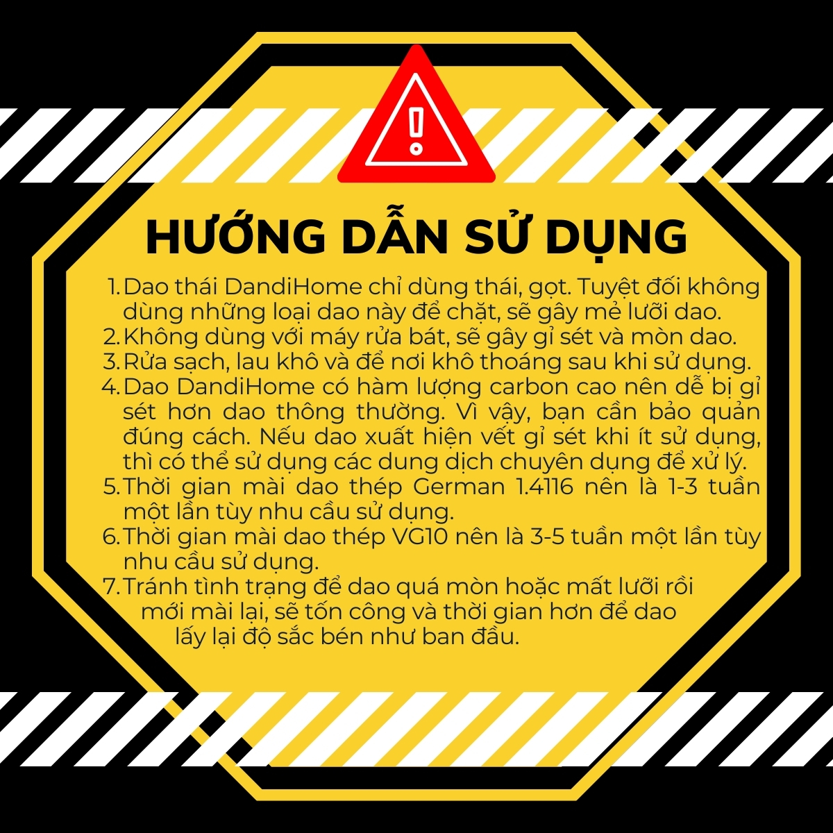 Dao nhà bếp thái đa năng DandiHome thép cao cấp