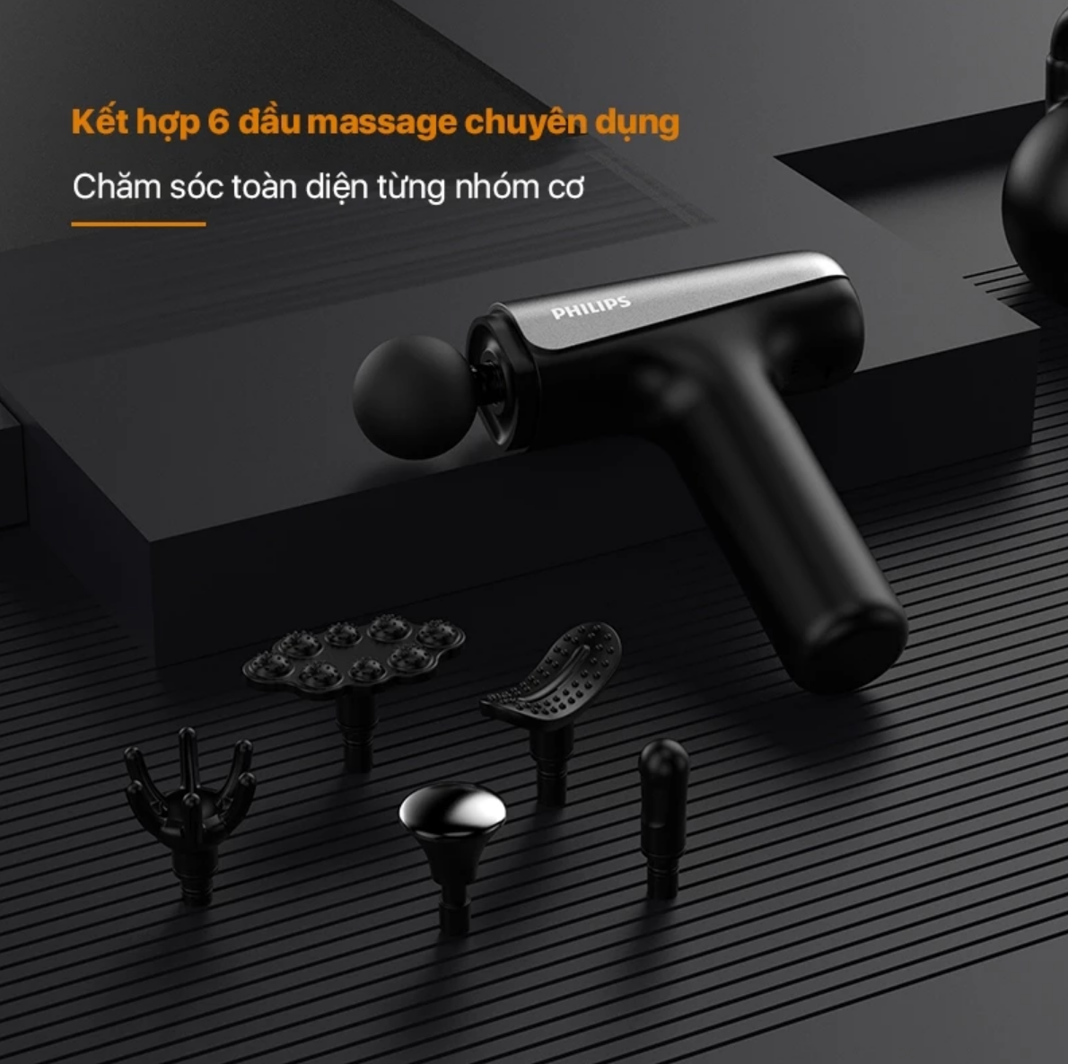 Máy Massage Cầm Tay PHILIPS 7325 đầu massage hợp kim nhôm titan 6 đầu massage chuyên sâu - Hàng chính hãng