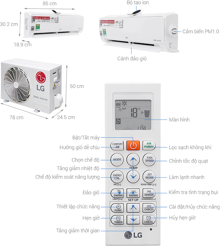 Máy Lạnh Inverter LG V13APF (1.5HP) - Hàng Chính Hãng