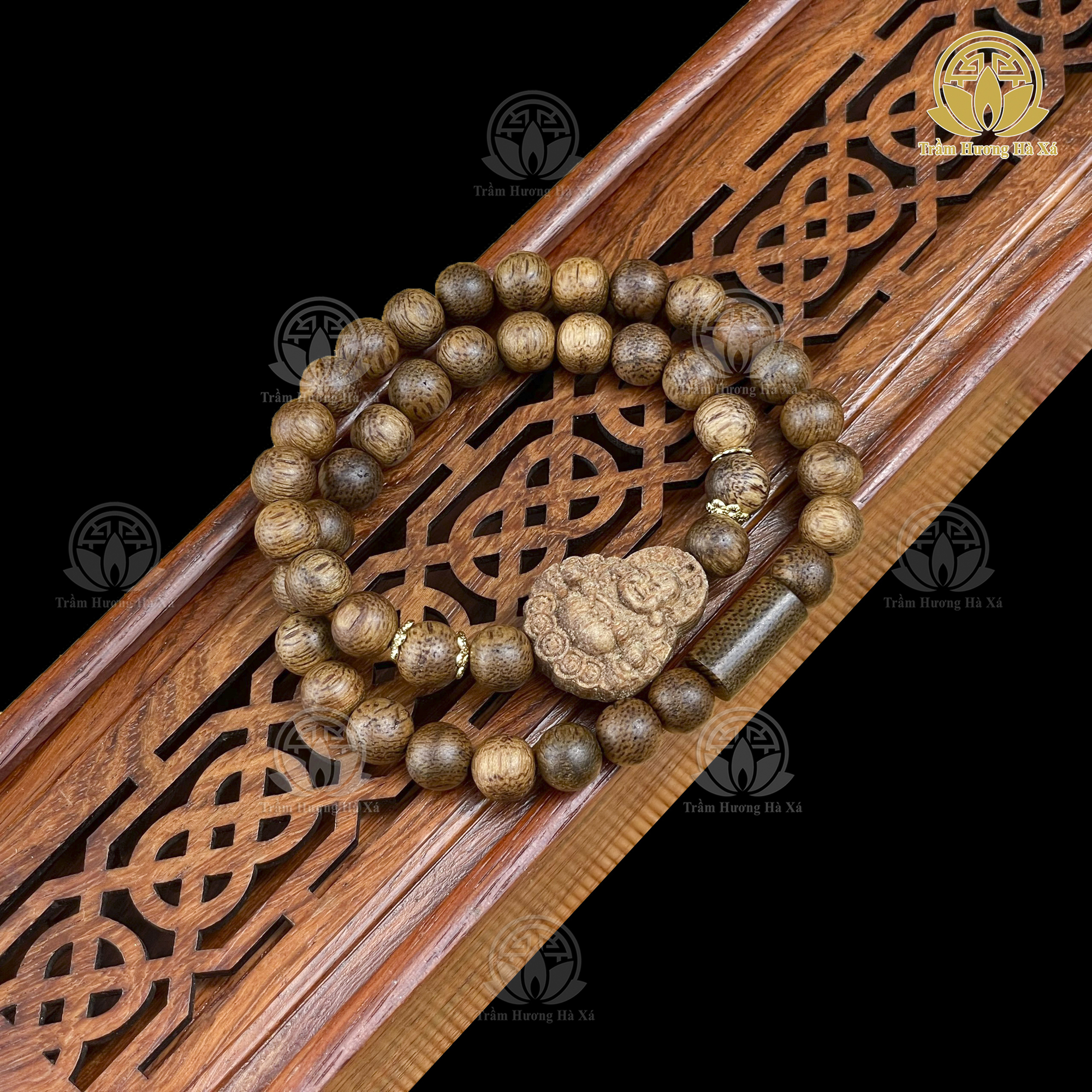 Vòng tay đôi trầm hương phong thủy HÀ XÁ mix charm hoa sen hồ ly phật di lặc phật bà quan thế âm đeo tay cặp đôi nam nữ may mắn bình an tài lộc