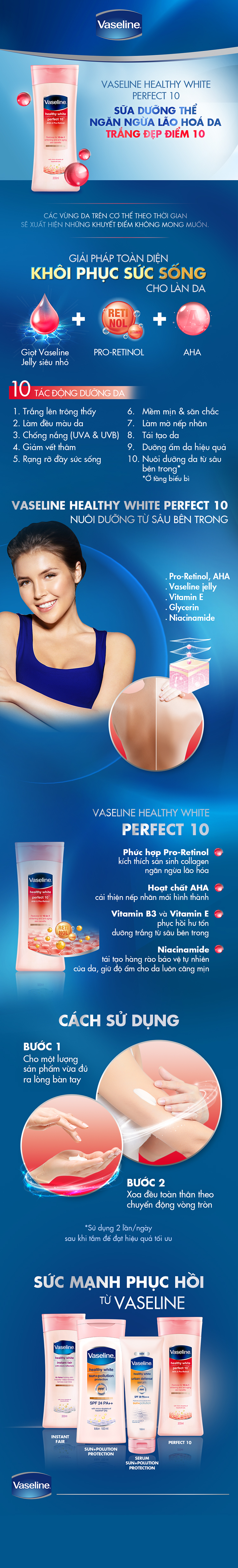 Combo 2 Sữa Dưỡng Thể Vaseline Trắng Da 10 Lợi Ích (350ml)