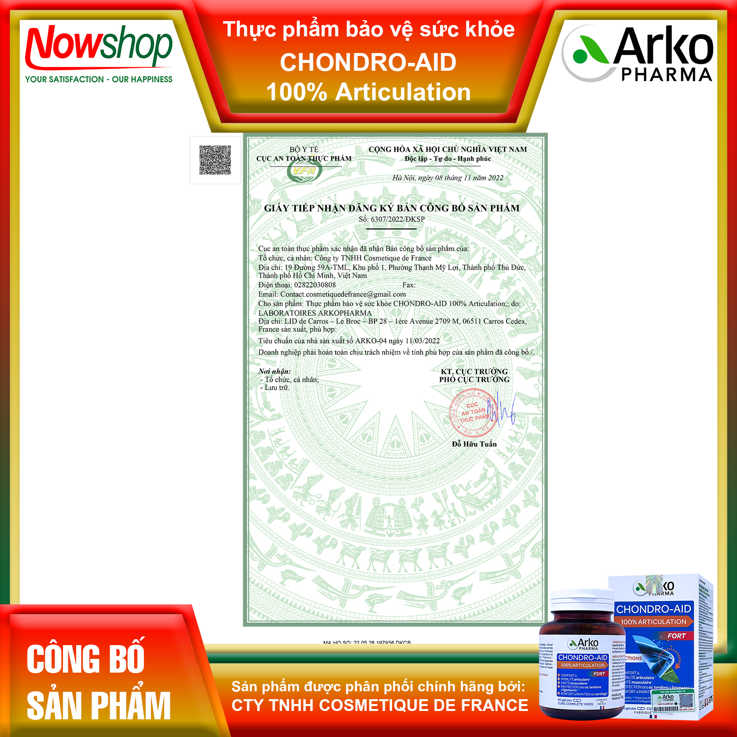 chondro-aid-arkopharma-hop-60-vien-glucosamine-collagen-type-2-va-boswellia-ho-tro-khop-khoe-manh