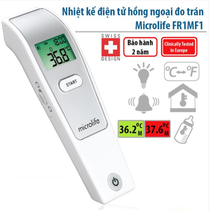 Nhiệt kế điện tử hồng ngoại đa chức năng Microlife FR1MF1