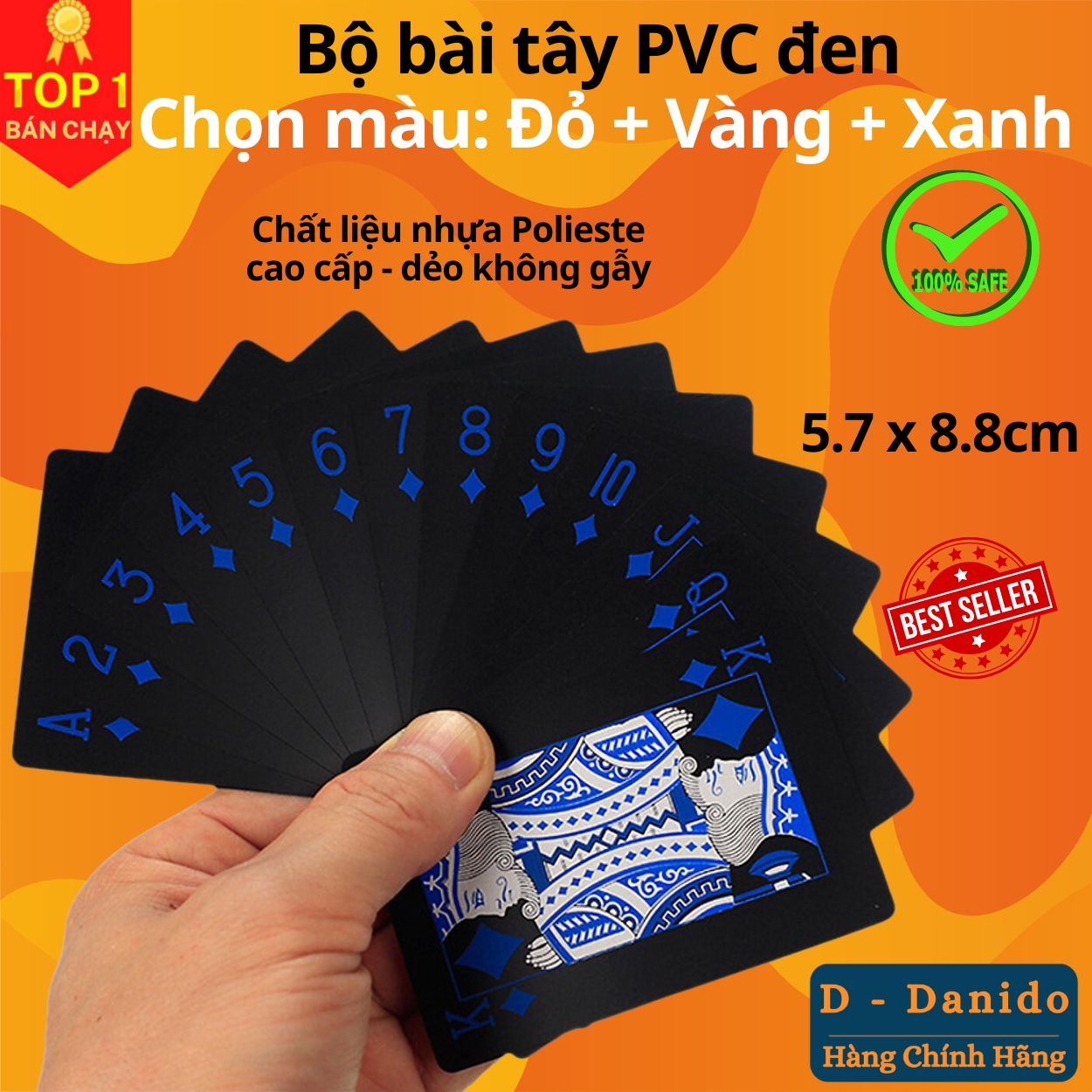 Bộ Bài Tây Nhựa PVC Nền Đen Cao Cấp, Chống Nước, Tùy Chọn Màu – Chính Hãng
