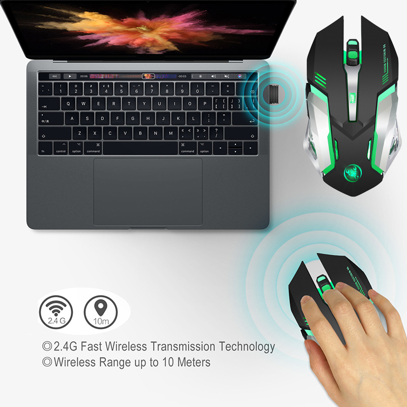 Wireless Mouse Gaming Mouse Noiseless Control PC Optical Mice 6 Keys 2400DPI Working Internet Cafe Gaming Tablet