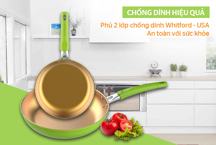 Cặp Chảo Chống Dính Đáy Từ Sunhouse SHG112026MGC - Xanh