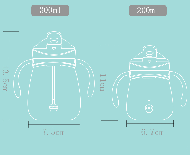 Ly Nước Little Bear (Snow Bear) Baby PP Straw Cup Cho Trẻ 300ml 09750