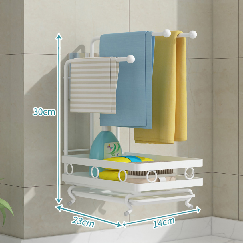 Giá kệ để đồ rửa chén bếp treo khăn lau siêu tiện lợi, kệ thép không gỉ khay hứng nước khô ráo VANDO