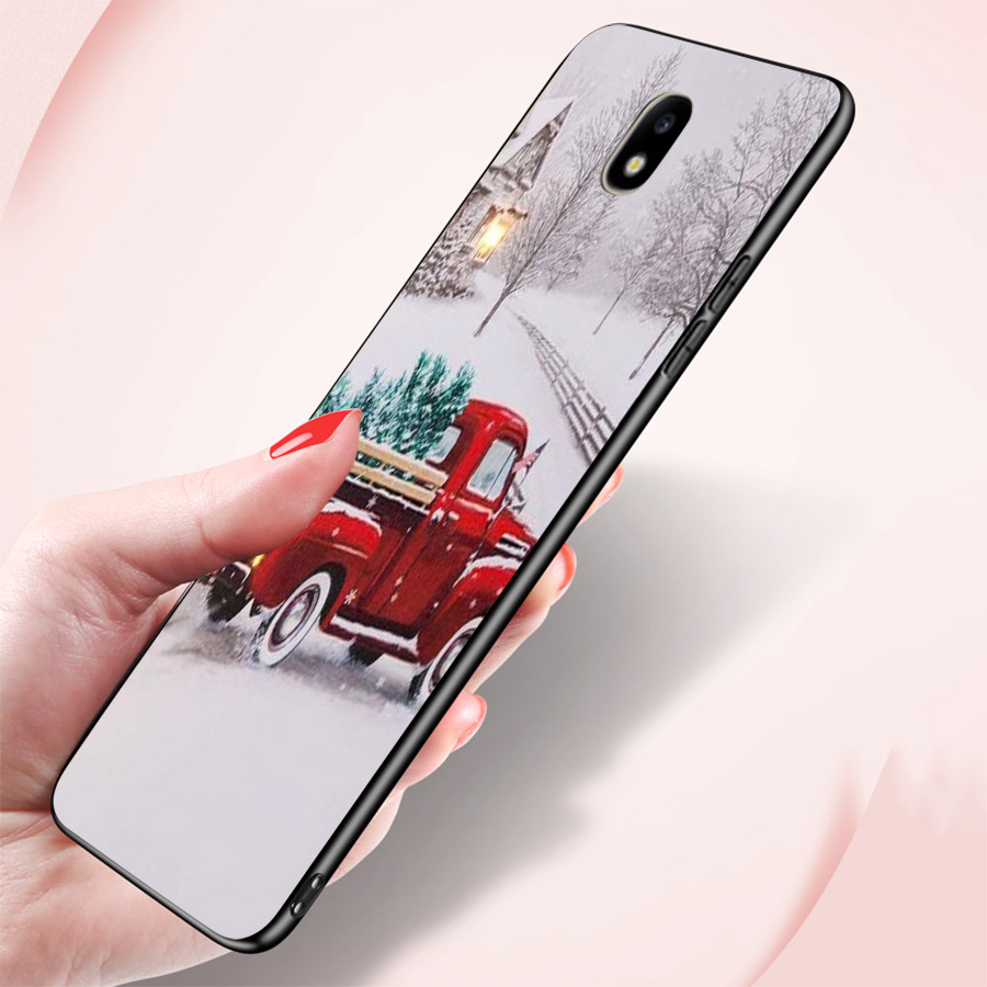 Ốp lưng cứng viền dẻo dành cho điện thoại Samsung Galaxy J7 Plus - giáng sinh đầm ấm MS GSDA017
