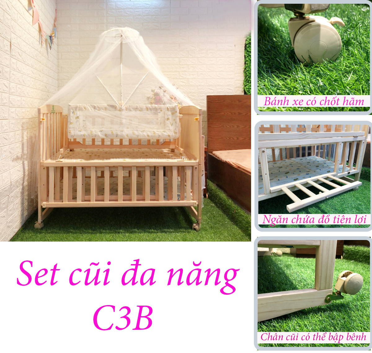Cũi cho bé - Cũi đa năng 3in1