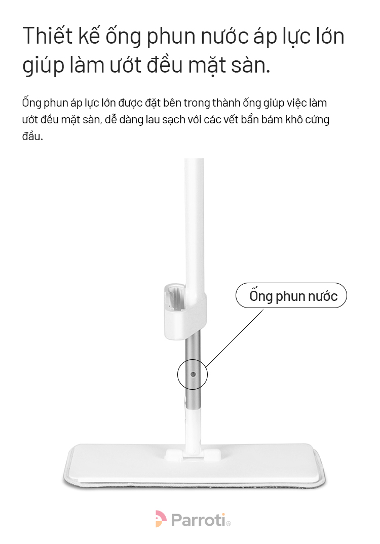 bộ cây lau nhà tự vắt thông minh đa năng 360 độ có xịt nước Parroti