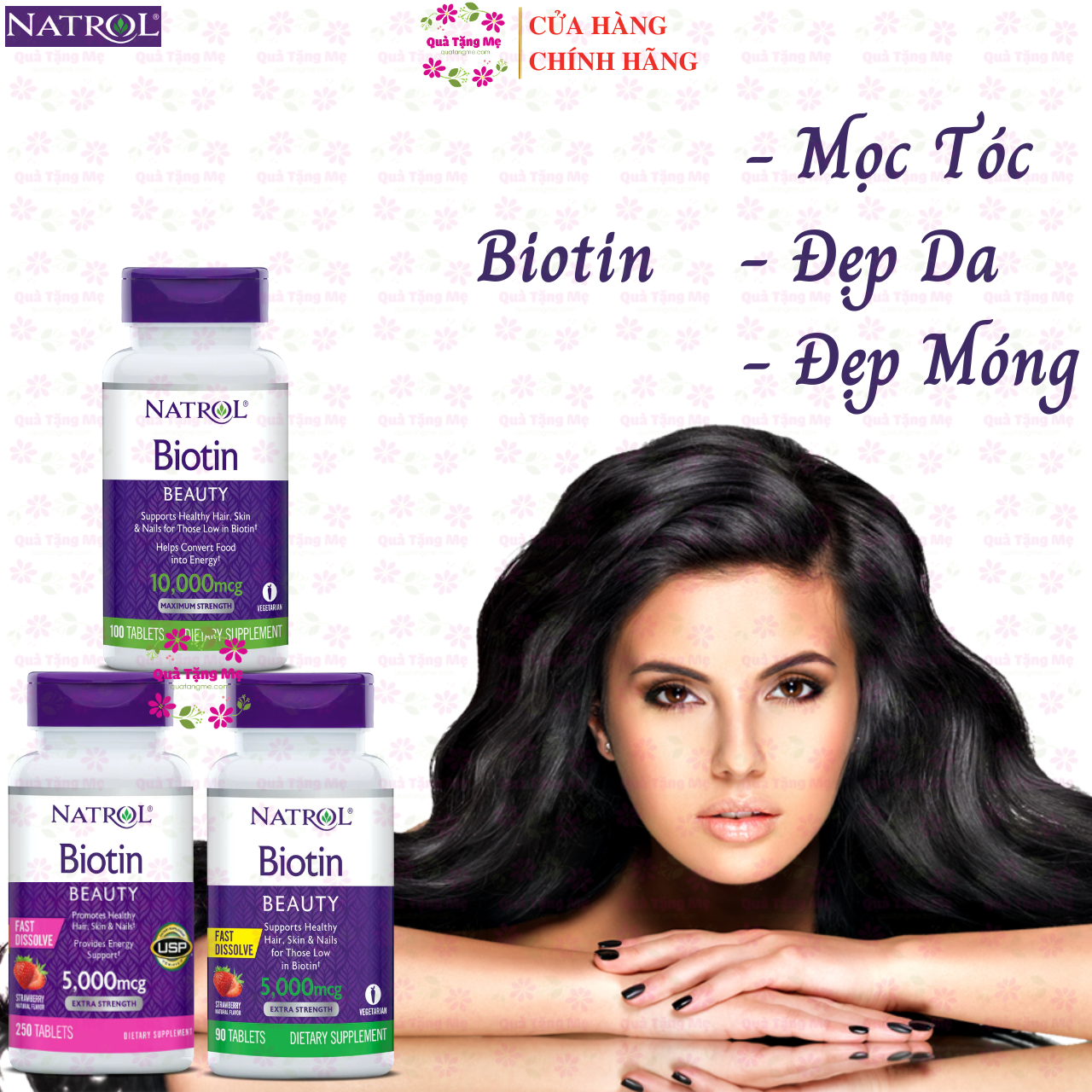 Biotin mọc tóc Natrol Beauty Mỹ