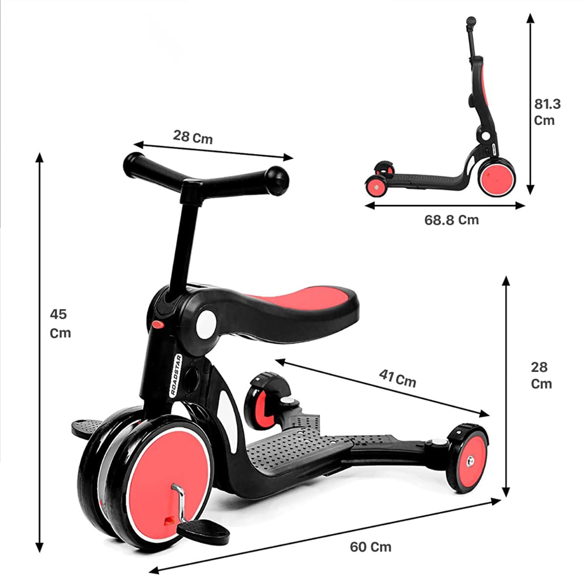 xe scooter đa năng 5 trong 1 Roadstar Freekids bebehoo cho bé 1-6 tuổi