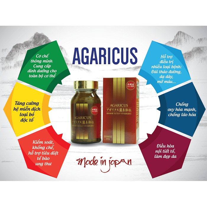 Combo Viên Uống Okinawa Và Viên Thể Nấm Agaricus Mycelia Của Kanehide Bio Nhật Bản Phòng Và Hỗ Trợ Điều Trị Ung Thư, Nâng Cao Đề Kháng, Hệ Miễn Dịch Cho Cơ Thể.