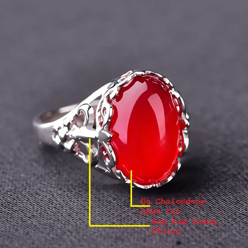 Combo Nhẫn Xoàn, Kiểu dáng Ruby, Hợp kim tráng Platin, Hợp Nam Nữ, Phong cách Cung đình, Kèm túi đựng Cung Hỷ - mẫu CrownX.436B