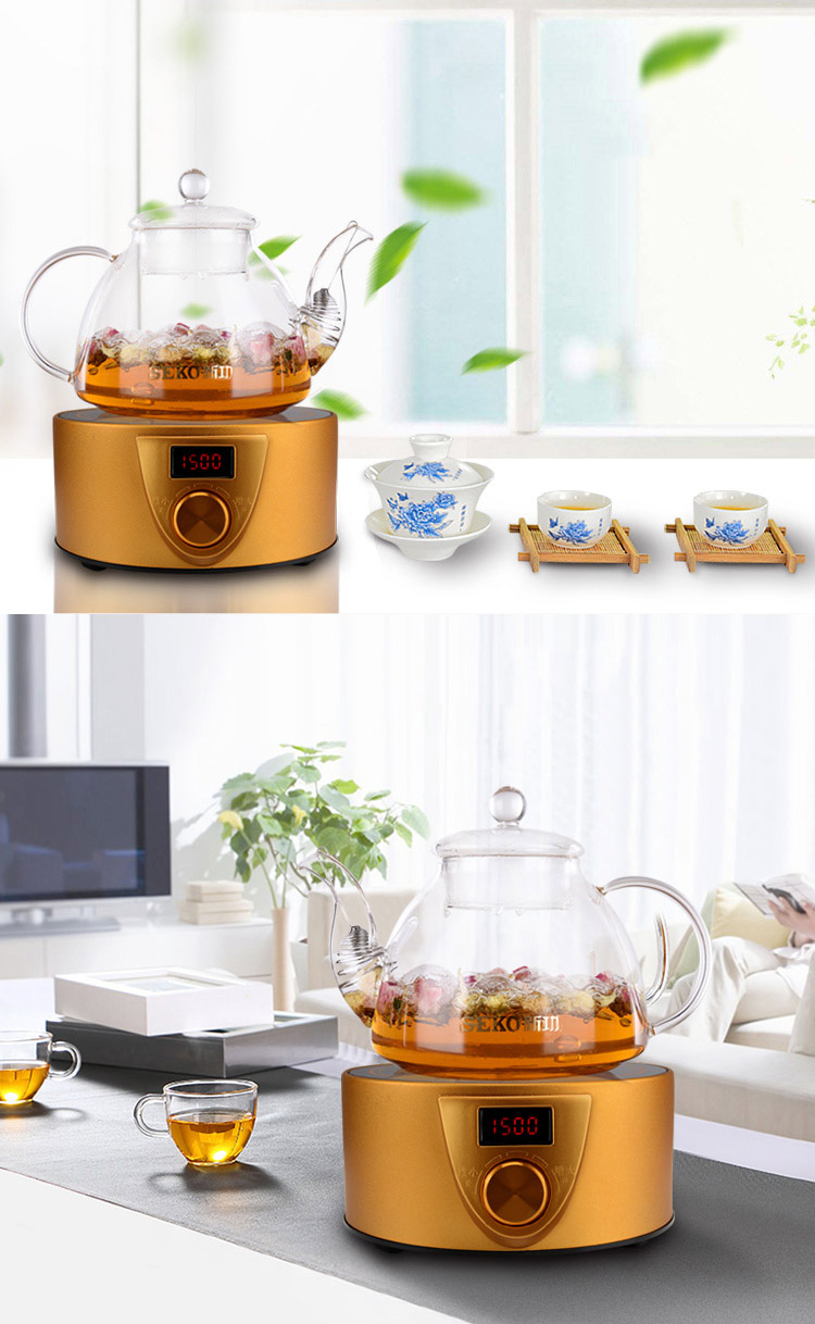 New work (SEKO) small household multi-function electric ceramic stove does not pick pot stainless steel brushed shell smart electric tea stove Q10A
