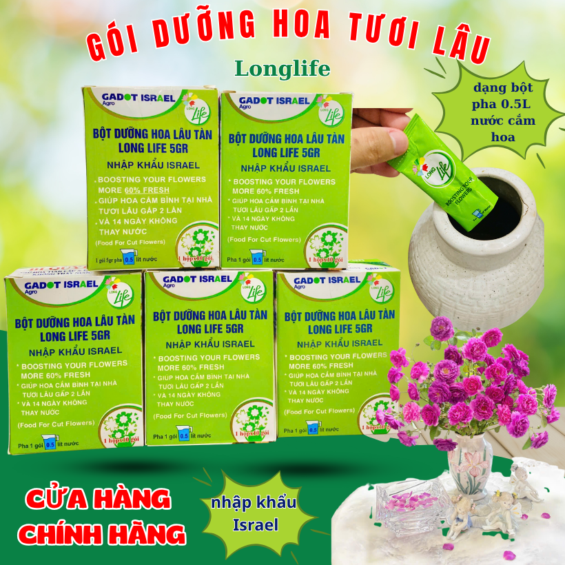 Gói Cắm Hoa Tươi Lâu Gấp 2 Lần Và 14 Ngày Không Thay Nước Loại 5gr Longlife (Bộ 50 gói)