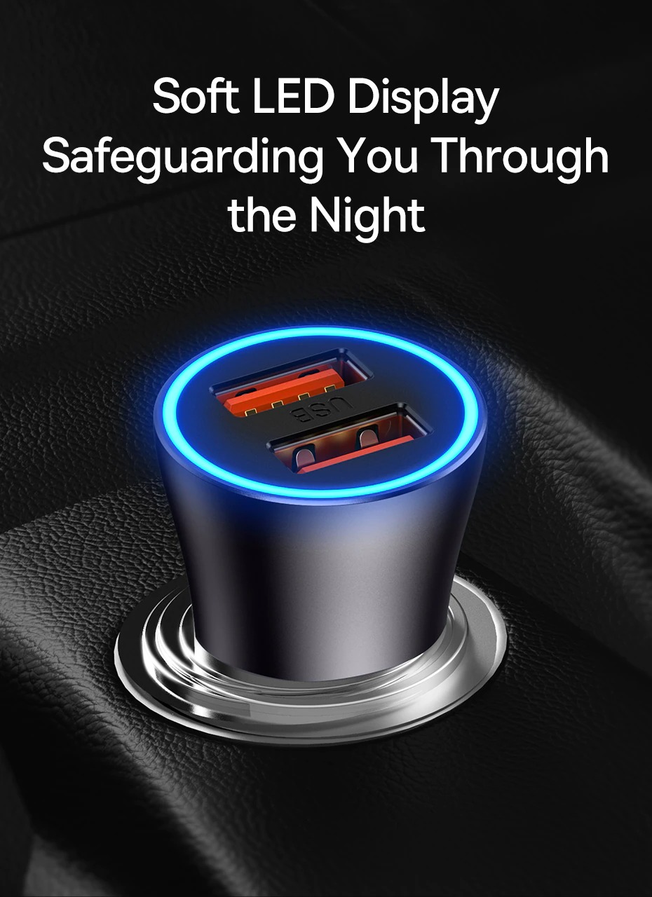 Tẩu Sạc Ô Tô Baseus Golden Contactor Max Dual Fast Charger Car Charger 60W - Hàng Chính Hãng