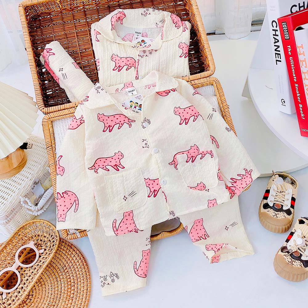 Pijama cho bé gái và bé trai dài tay tăm xốp pizama nhiều màu