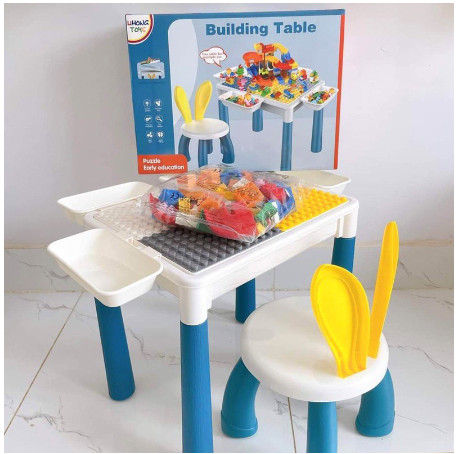 Trọn bộ đồ chơi lắp ghép sáng tạo cho bé trai và bé gái có kèm bàn và ghế ngồi, chất liệu nhựa ABS cứng cáp dày dặn - Đồ chơi phát triển trí não cho bé yêu