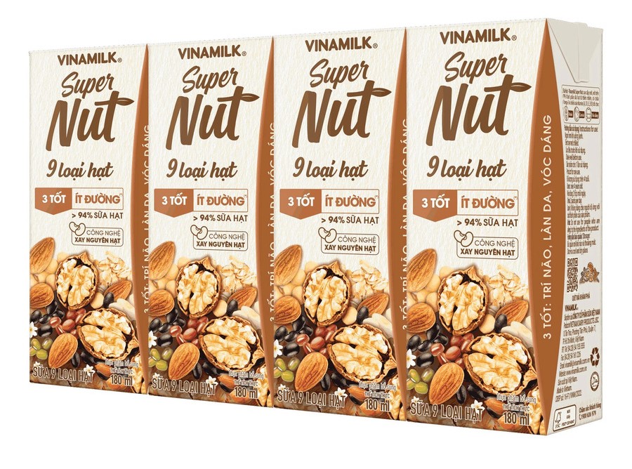 Thùng 24 hộp Sữa hạt 9 loại hạt Vinamilk ít đường - hộp 180ml
