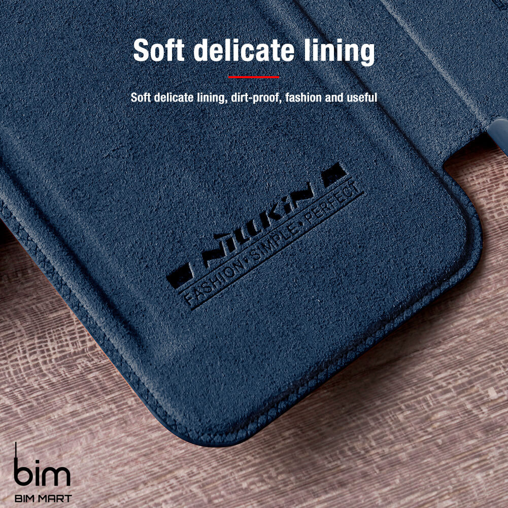 Bao da dành cho iPhone 13 Pro hàng chính hãng Nillkin QIN có nắp trượt bảo vệ camera