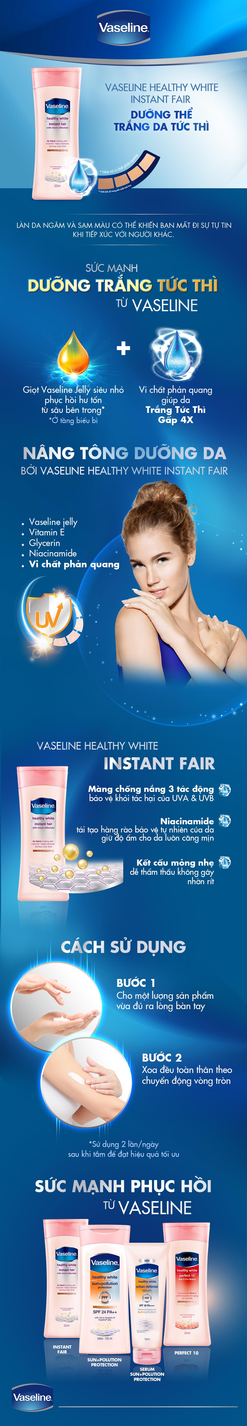 Sữa Dưỡng Thể Trắng Da Tức Thì Vaseline Instant Fair - 21119402 (200ml)
