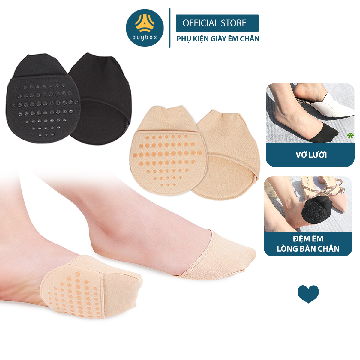 Vớ thiết kế mỏng nhẹ, màu sắc tinh tế, kết hợp hạt silicone massage, giảm tình trạng thốn bàn chân hiệu quả - BuyBox - BBPK340