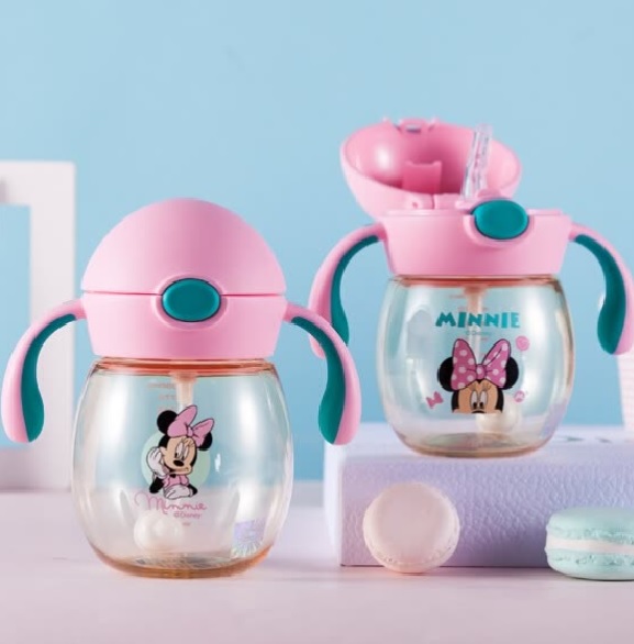 Disney baby learning cup sippy cup children water cup leakproof handle PPSU kettle 260ml blue Mickey