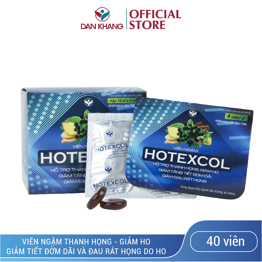 Viên Ngậm Thanh Họng Hotexcol Giúp Giảm Ho - Dịu Thanh Quản - Giảm Đau Rát Do Ho Hộp 10 vỉ x 4 viên