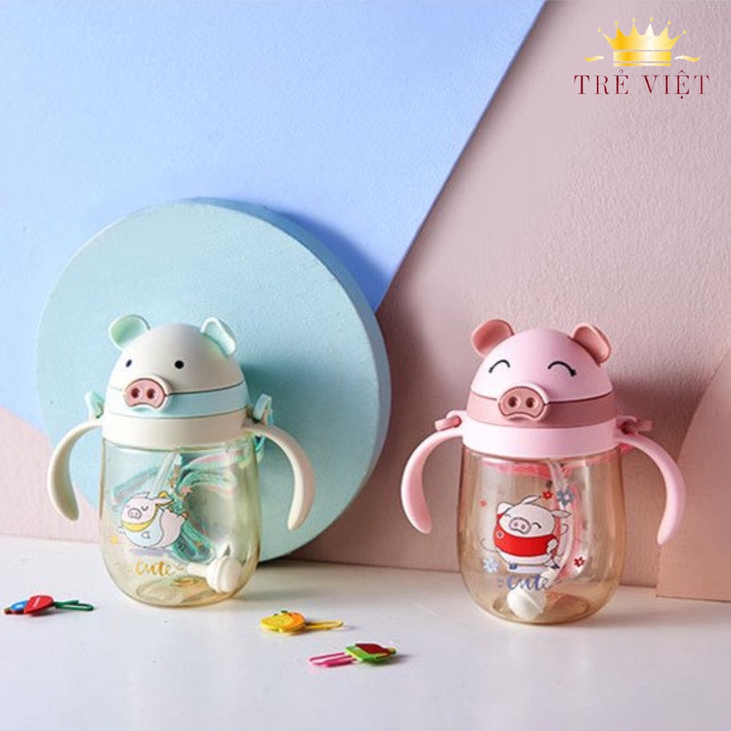 Bình tập uống nước cho bé có tay cầm cực tiện lợi, hàng cao cấp loại 350ml