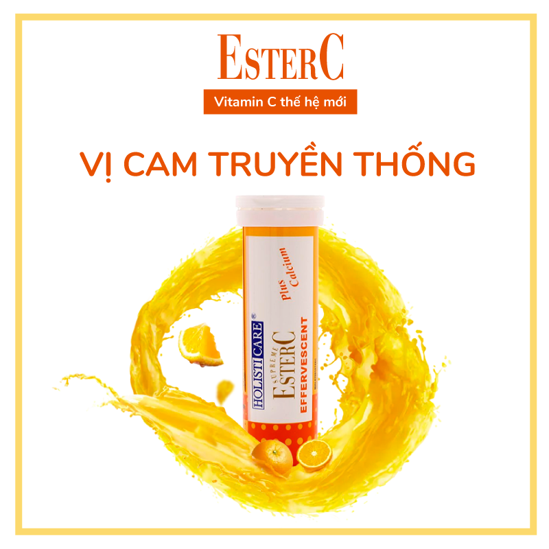 ESTER C - Viên sủi cung cấp Vitamin C thế hệ mới - Sản phẩm nhập khẩu từ Indonesia - Vị Cam
