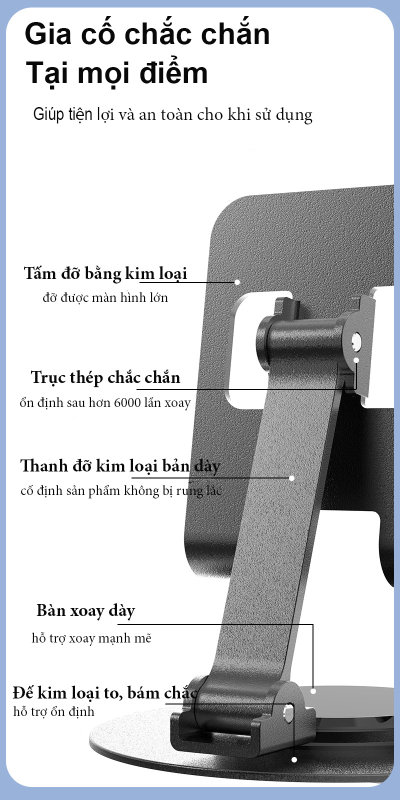 Giá đỡ điện thoại bằng kim loại xoay 360° RIBI S512 có thể gấp gọn, chân đế vững chắc - Hàng chính hãng