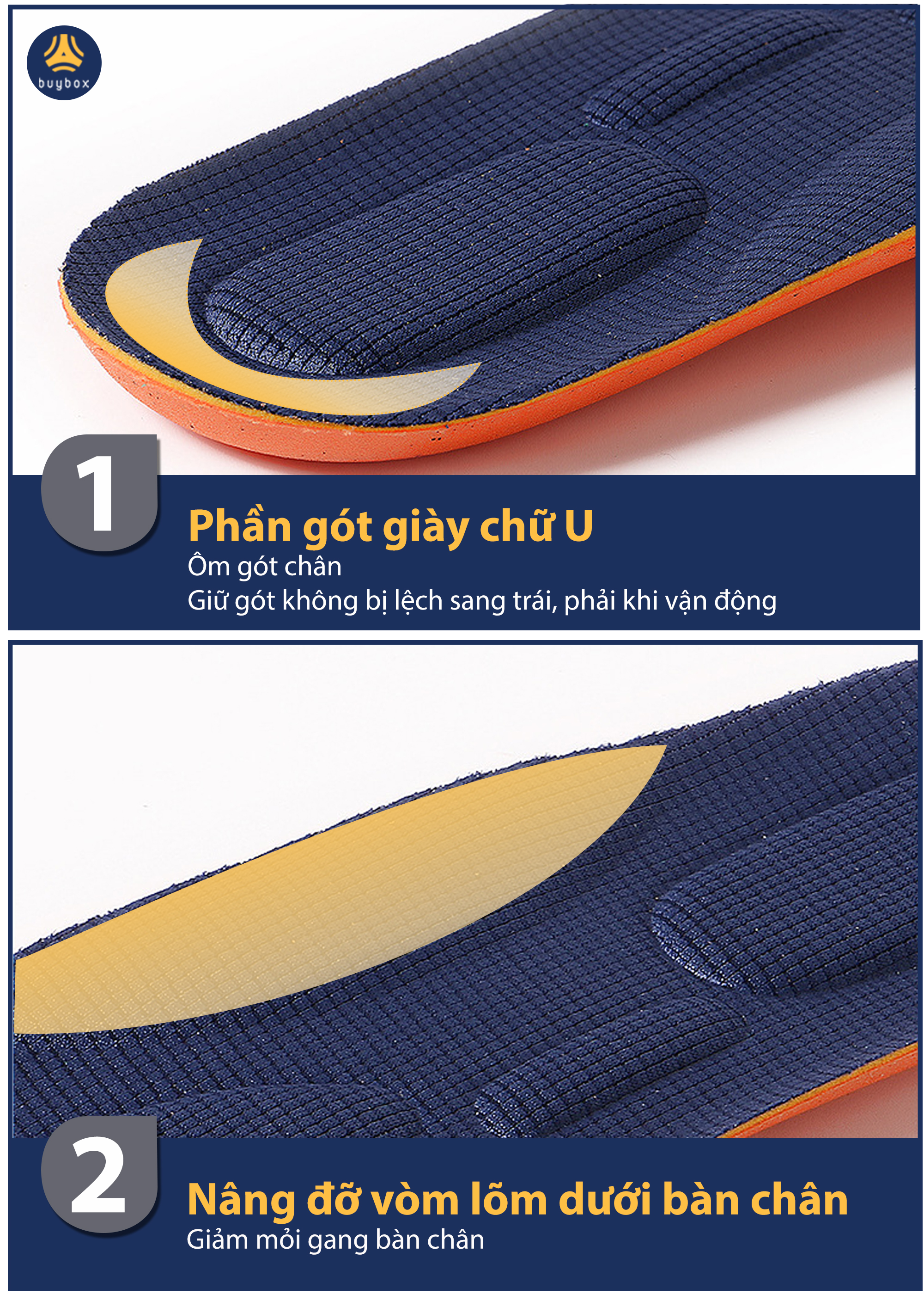 Chi tiết Lót giày thể thao EVA có 6 đệm chống sốc êm chân và rãnh chịu lực - buybox - BBPK154