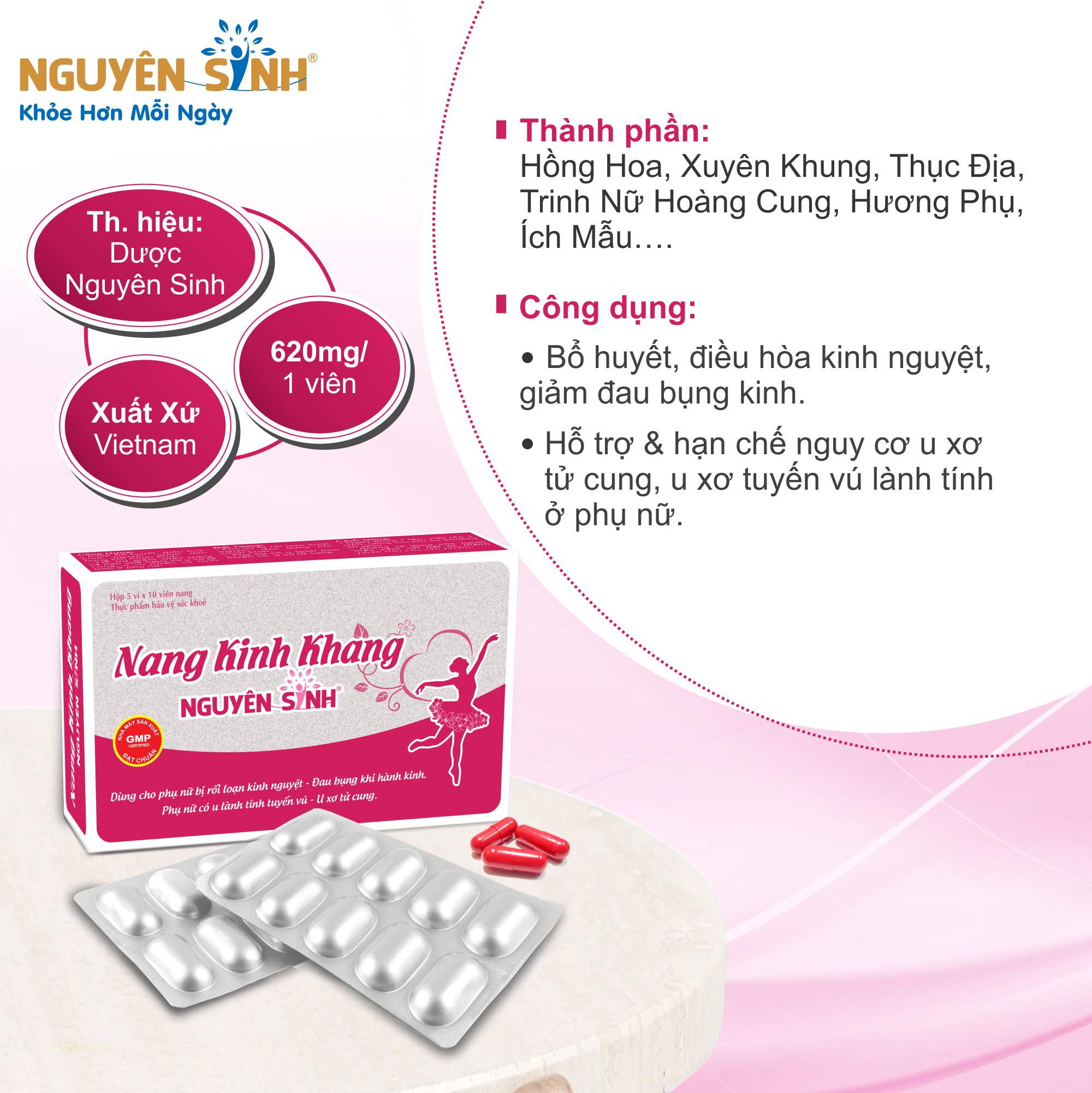 combo 10 nang kinh khang nguyên sinh bổ huyết, điều hòa kinh nguyệt, làm dịu cơn đau, hỗ trợ buồng trứng đa nang, tăng đề kháng cơ thể 4