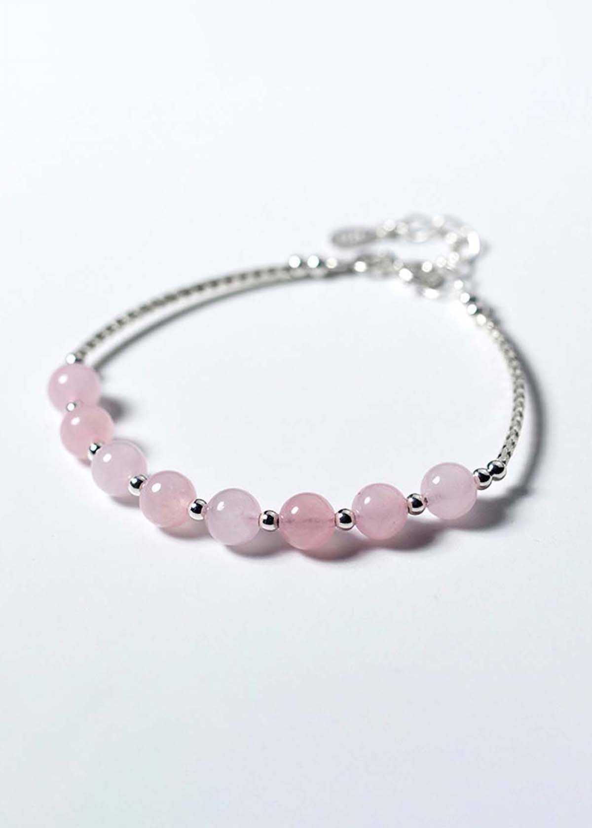 Vòng tay bạc đá thạch anh hồng mệnh hỏa, thổ - Ngọc Quý Gemstones