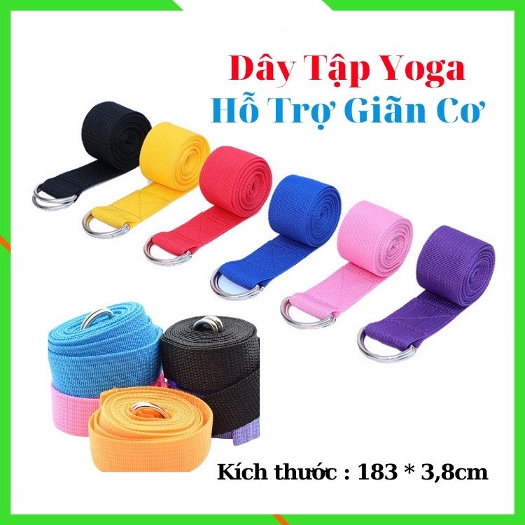 Combo 3 Dụng Cụ Hỗ Trợ Tập Yoga - 2 Gạch Tập Yoga Trơn, Không Họa Tiết + 1 Dây Đai Tập Yoga Sợi Cotton