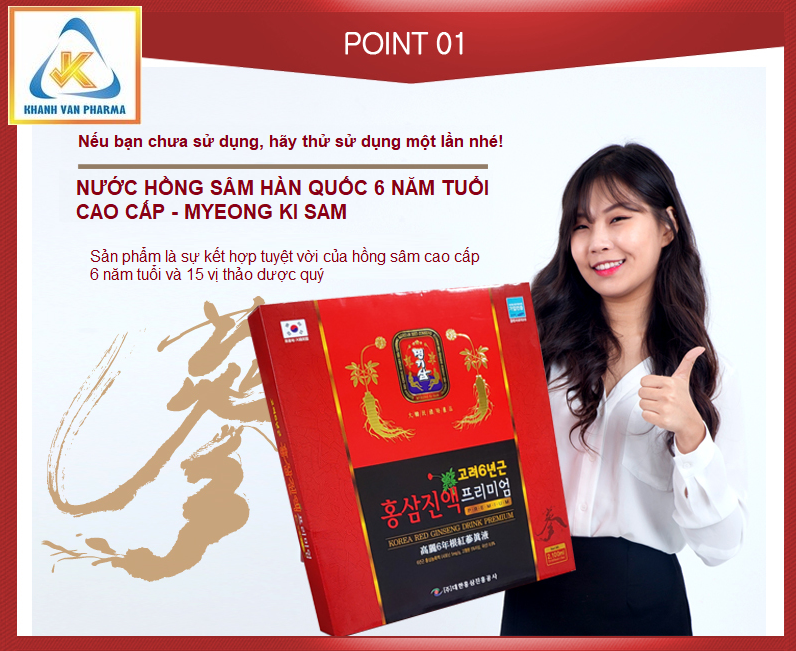 Nước Hồng Sâm Hàn Quốc 6 Năm Tuổi - MYEONG KI SAM - Hàng Nội Địa Nhập Khẩu Chính Hãng - Hàm Lượng Hồng Sâm 9,9% - Hộp 30 Gói x 70ml