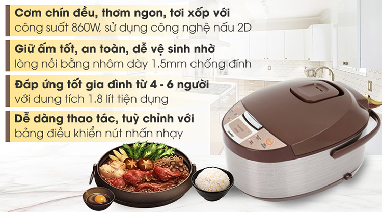 Nồi Cơm Điện Tử Comfee 1.8 lít CR-FD1820C - Hàng Chính Hãng