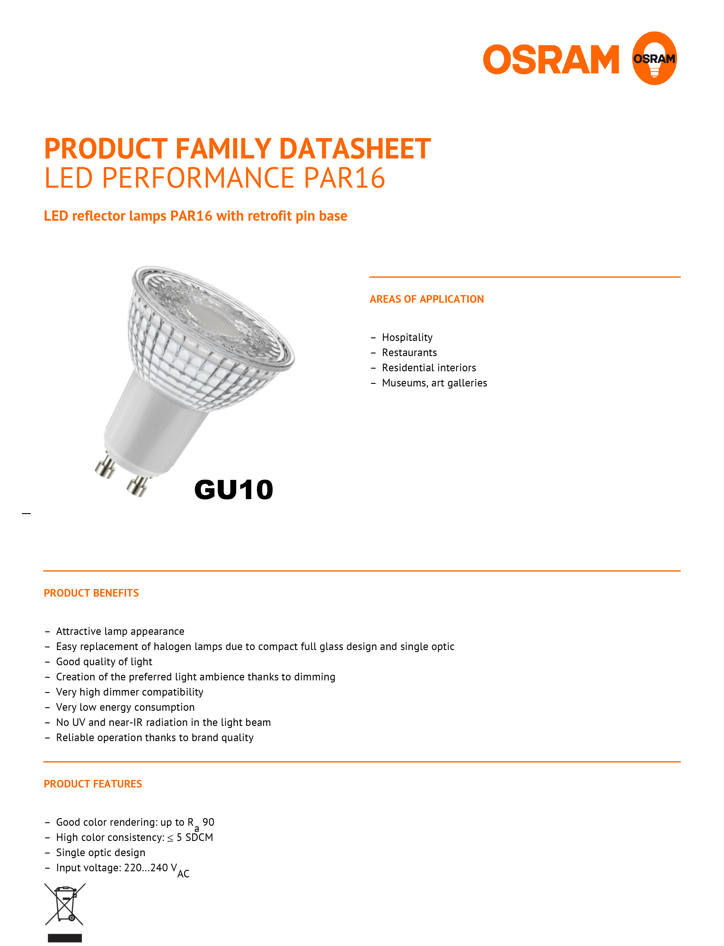 LED reflector lamps PAR16 with retrofit pin base 1